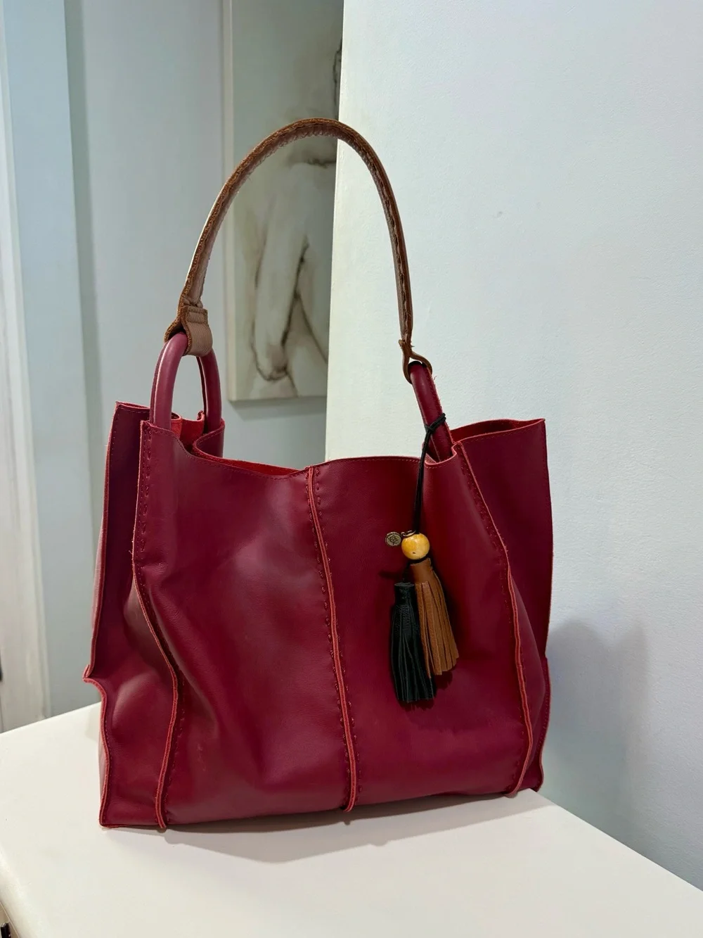 The Sak ~ Los Feliz Large Tote in Crimson Hobo like new! - Picture 3 of 17
